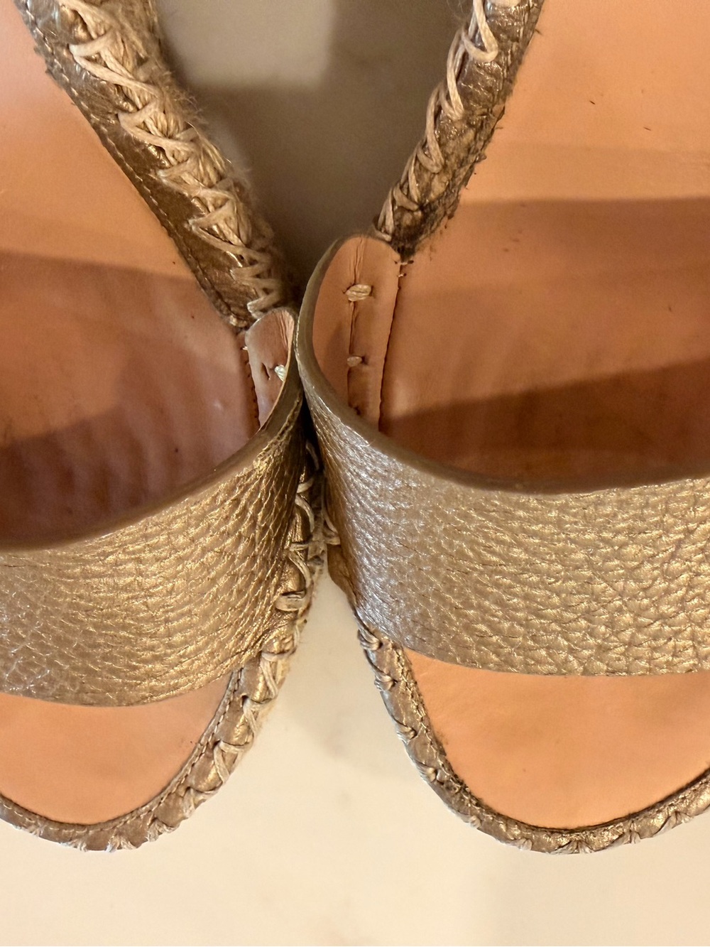 Valentino Garavani Rockstud Gold Espadrille Ankle-Strap Sandals - Picture 9 of 11